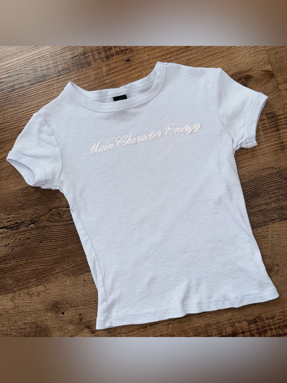 Main Character Energy XS Wild Fable Baby Tee T-shirt Top Blue Short Sleeve